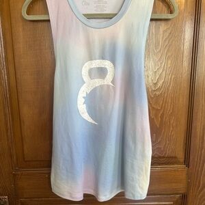 ZYIA Pastel Blue-Pink Tie-Dye Tank with White KettlMoon Logo